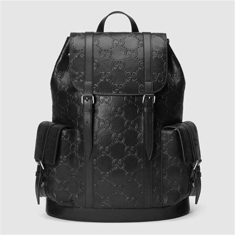 gucci men's signature embossed leather backpack - black|black Gucci backpack for women.